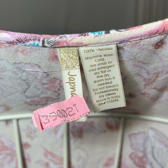 JAPNA Dress Short Sleeve Flowy with Buttons Pink/Cream Floral Size M - Picture 7 of 7